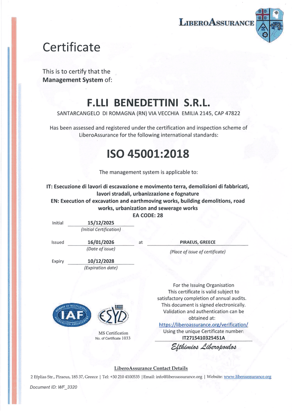 F.lli Benedettini Srl Iso 45001